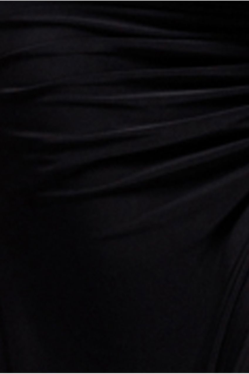 Plain Mesh Long Sleeve Scuba Crepe Peplum Top - Black T228