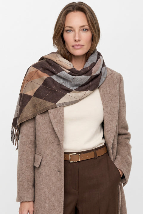 Brown Argyle Pattern Scarf by Aftershock London