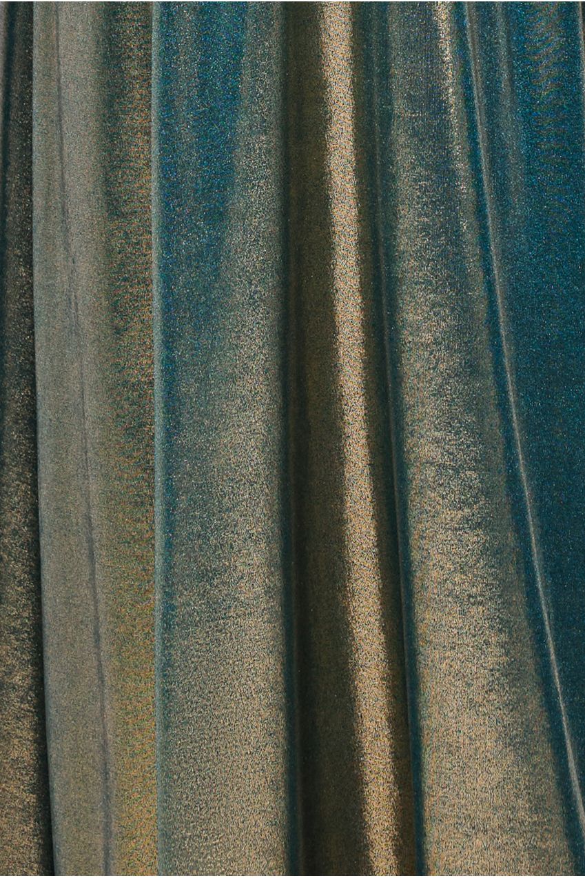 Gathered Front Dipped Waist Foil Maxi Skirt - Gold SK64