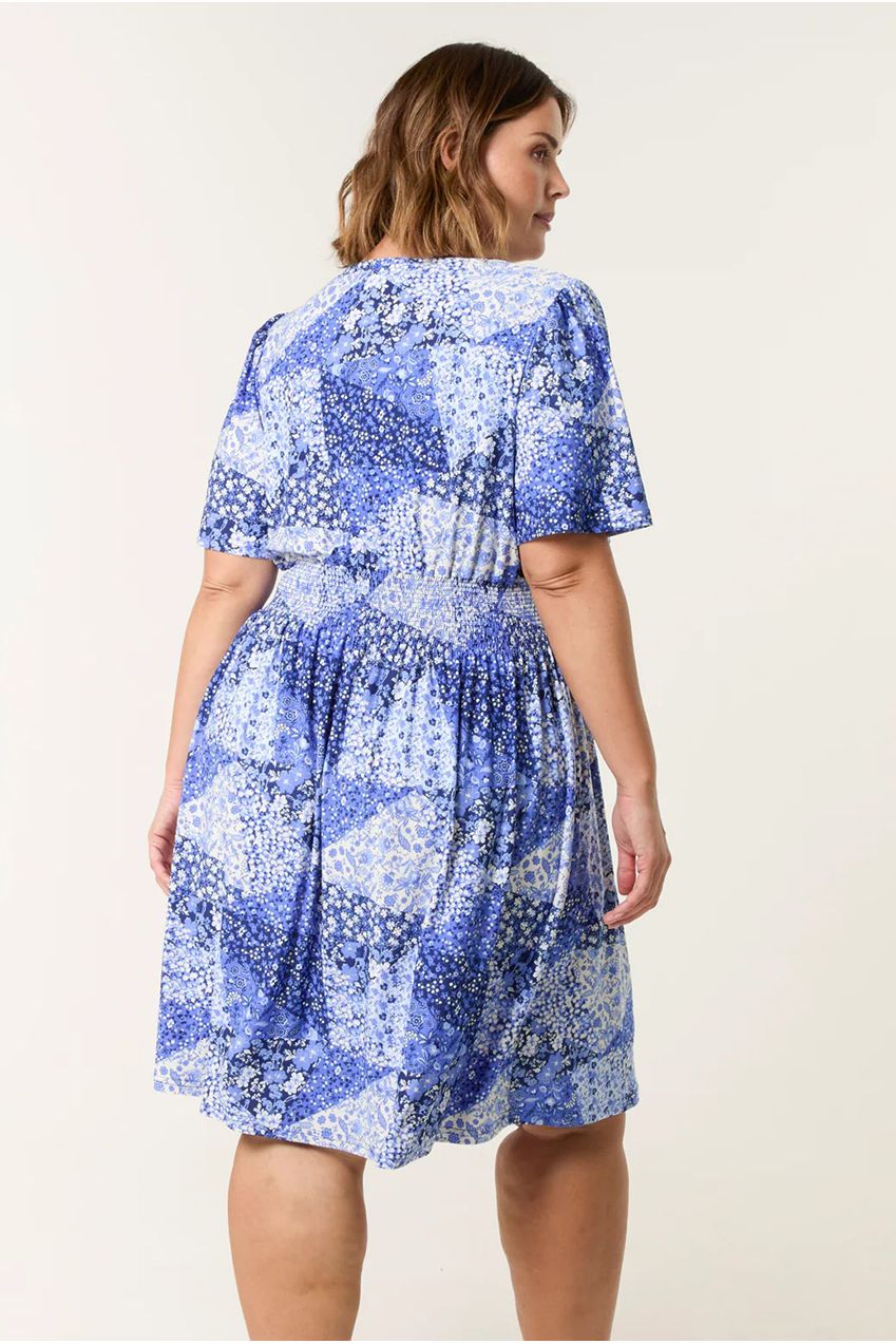 Curve Shirred Waist Button Mini Dress BC257705002A