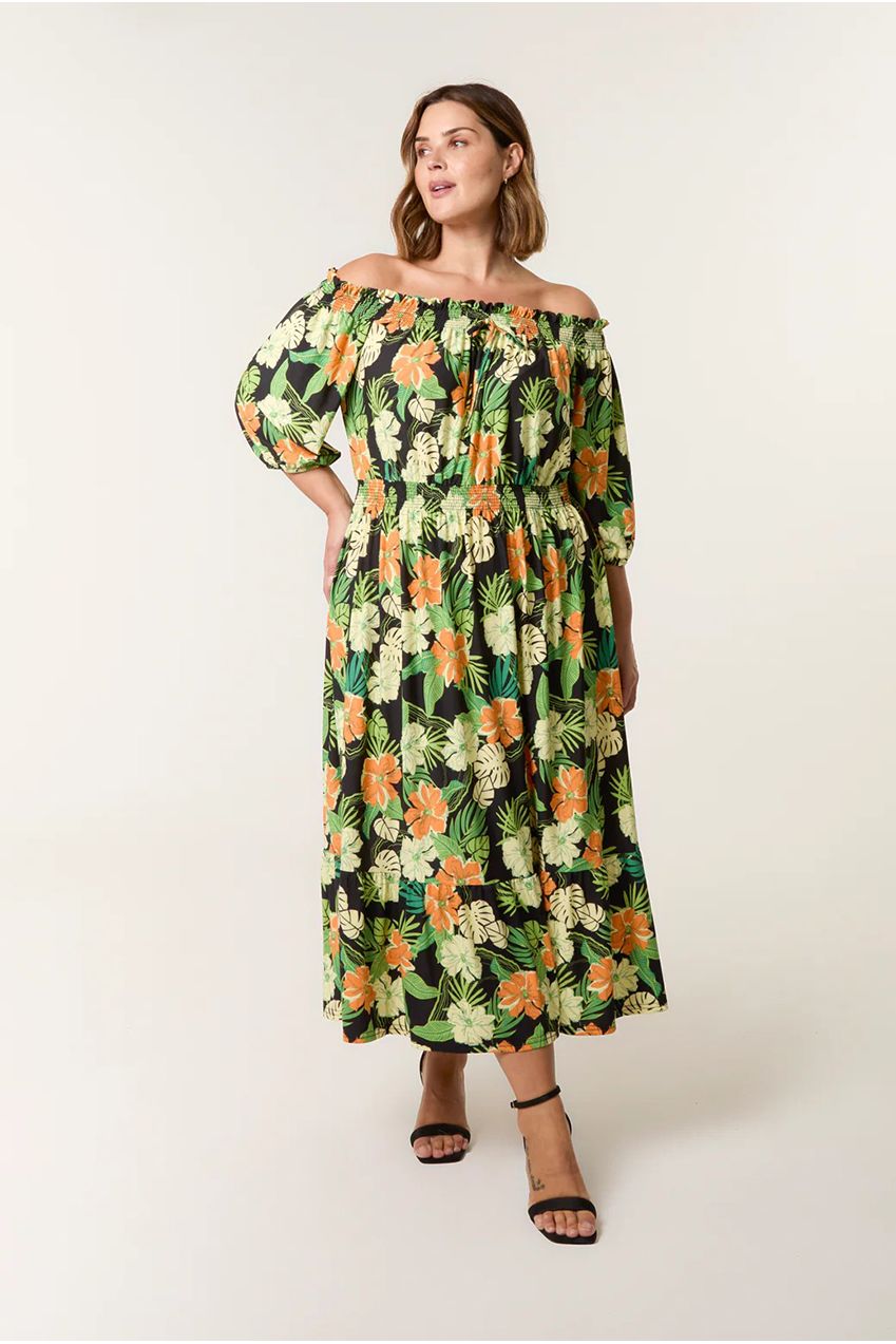Curve Bardot Elasticated Midi Dress BC257711003A