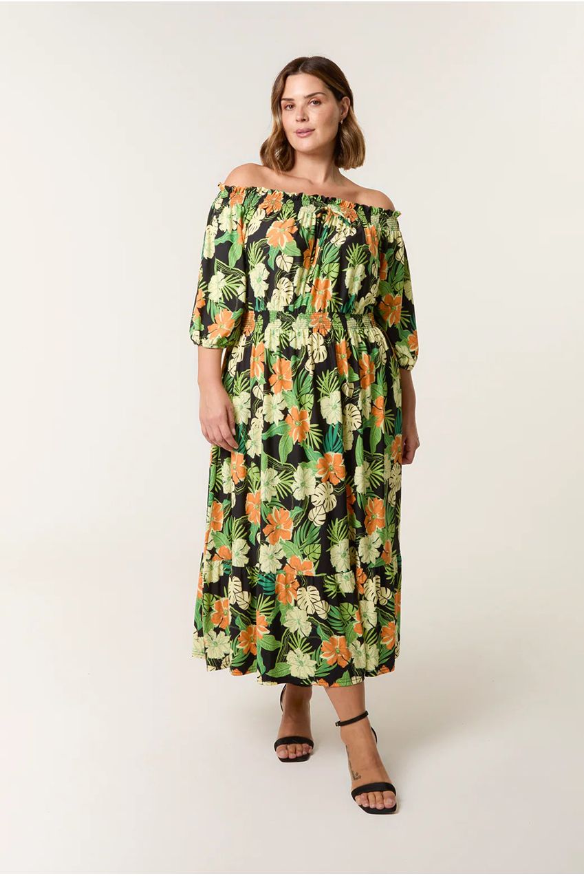Curve Bardot Elasticated Midi Dress BC257711003A