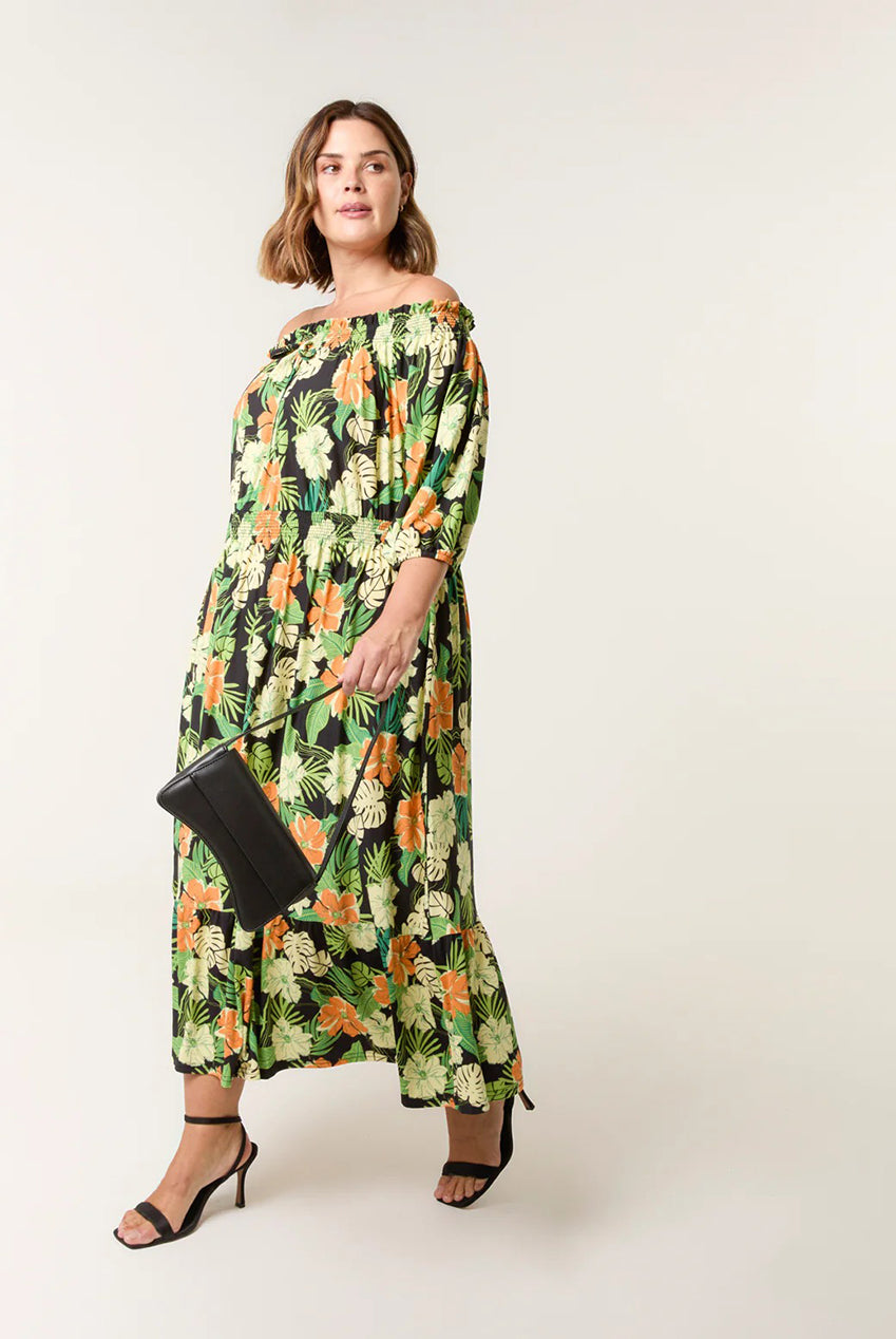 Curve Bardot Elasticated Midi Dress BC257711003A