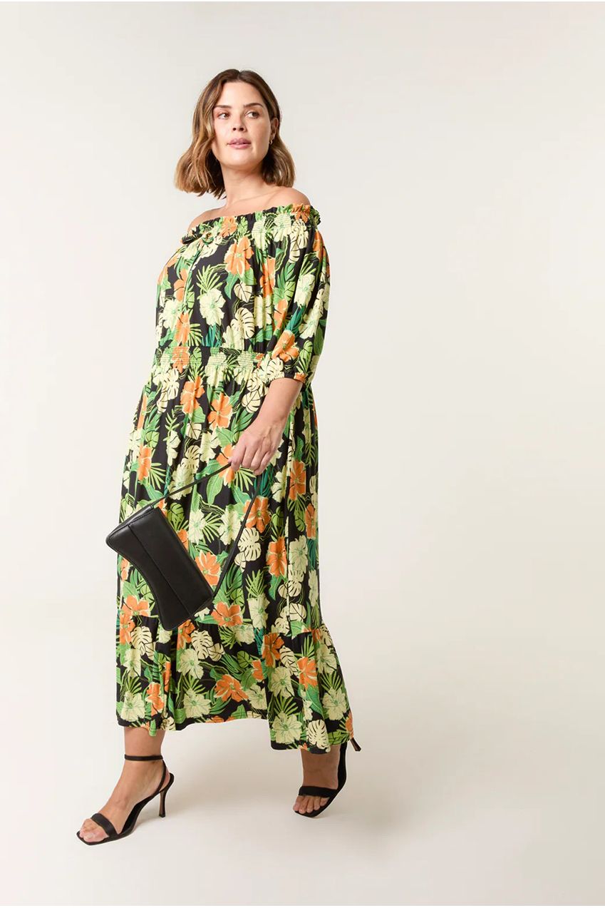 Curve Bardot Elasticated Midi Dress BC257711003A