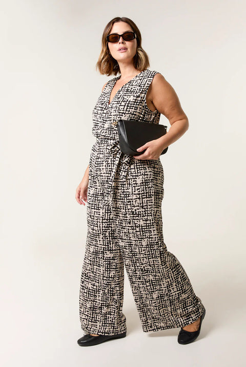 Curve Sleeveless Belted Jumpsuit by Blue Vanilla