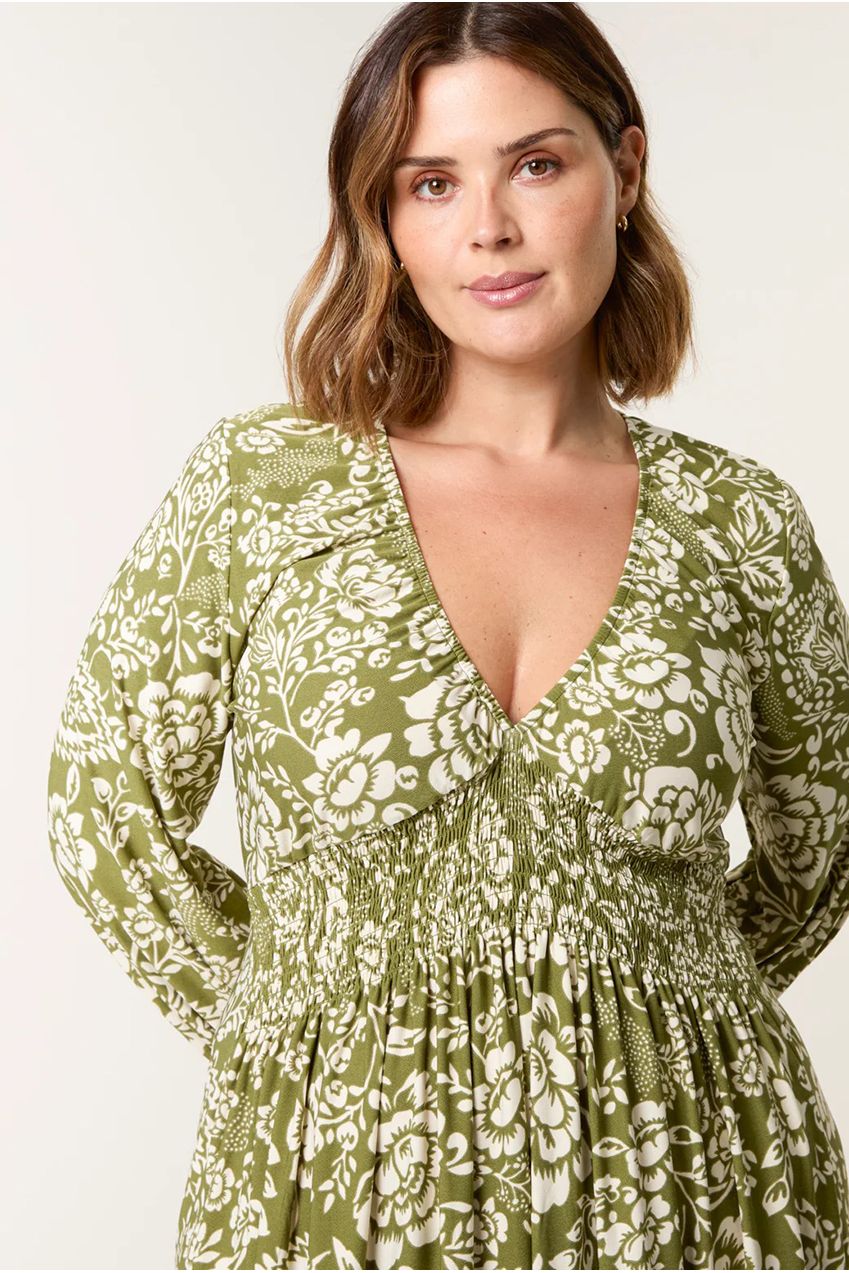 Curve Shirred Neck Elastic Mini Dress BC5101056