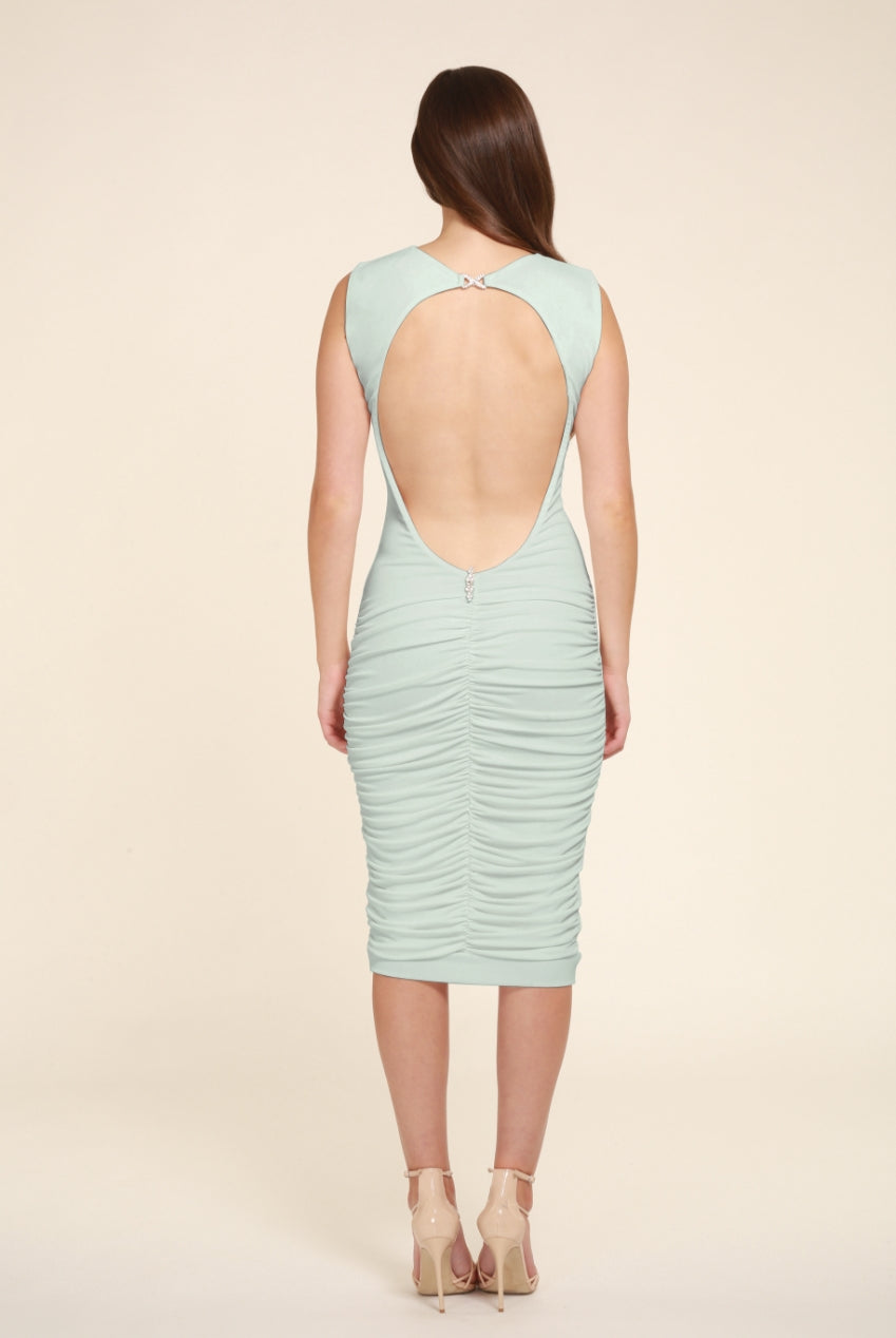 Bella Mint Green Backless Sleeveless Midi Dress BELLA-GREEN-MIDI
