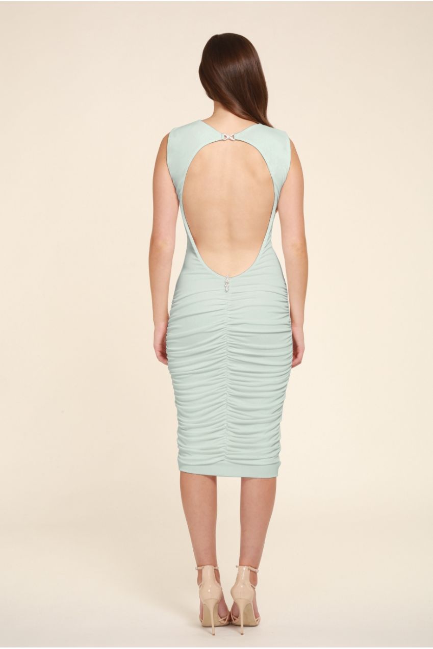 Bella Mint Green Backless Sleeveless Midi Dress BELLA-GREEN-MIDI