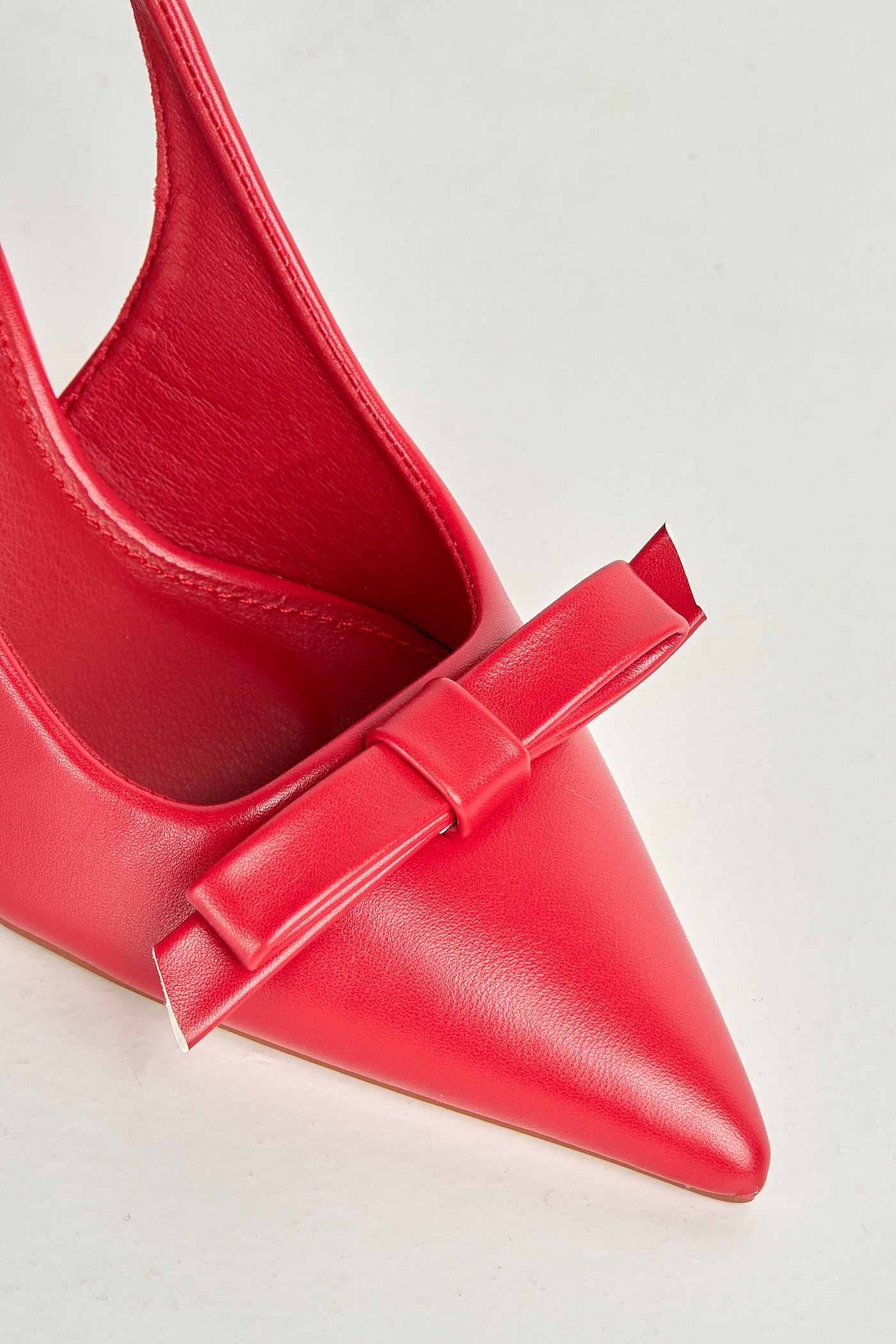 Cheri Bow Detail Kitten Heel Slingback Court Shoes In Red SQC-167-RED