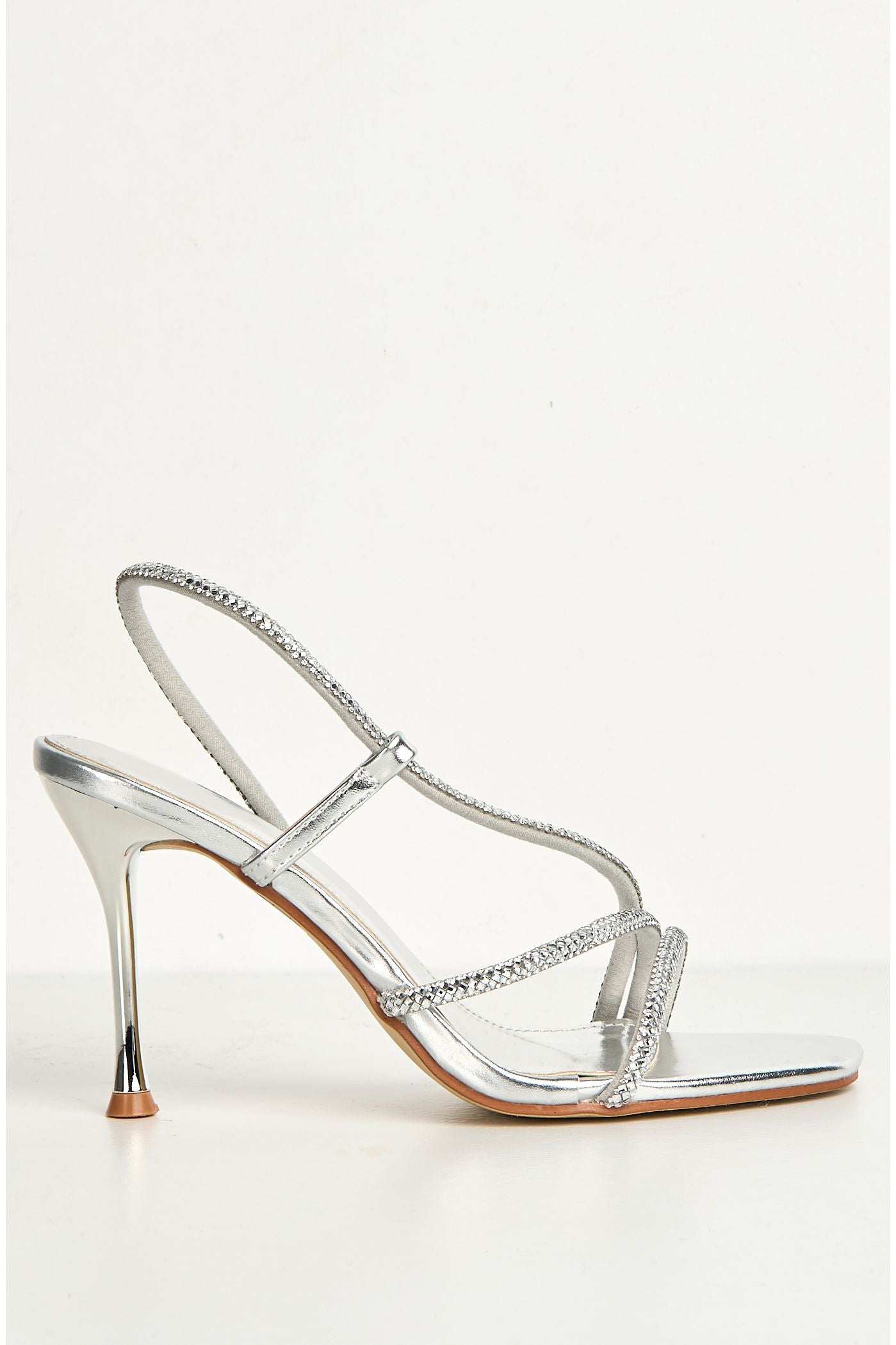 Val 3 Diamante Band Stiletto Heeled Sandals In Silver SQC-153-SVR