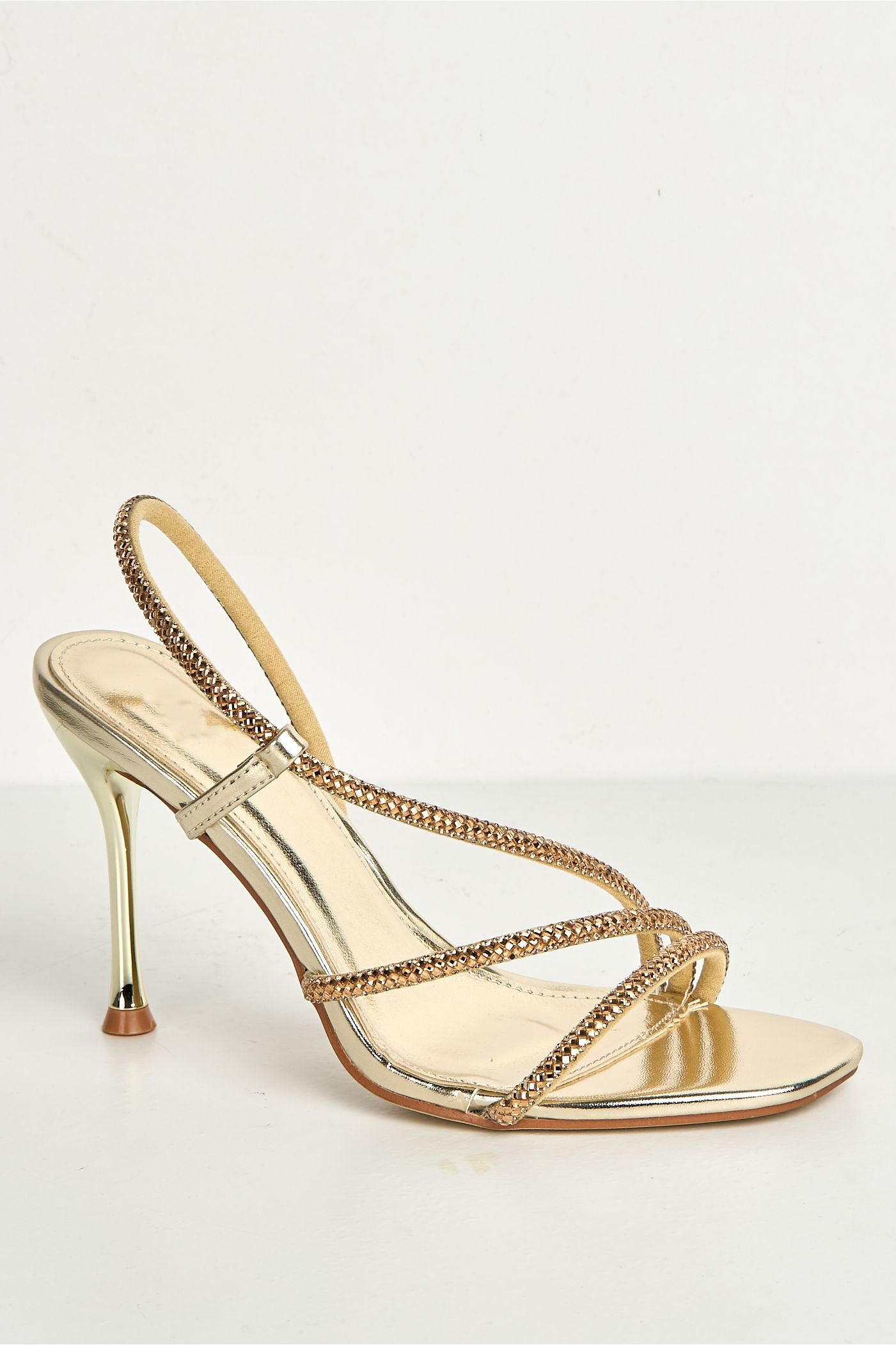 Val 3 Diamante Band Stiletto Heeled Sandals In Gold SQC-153-GOL