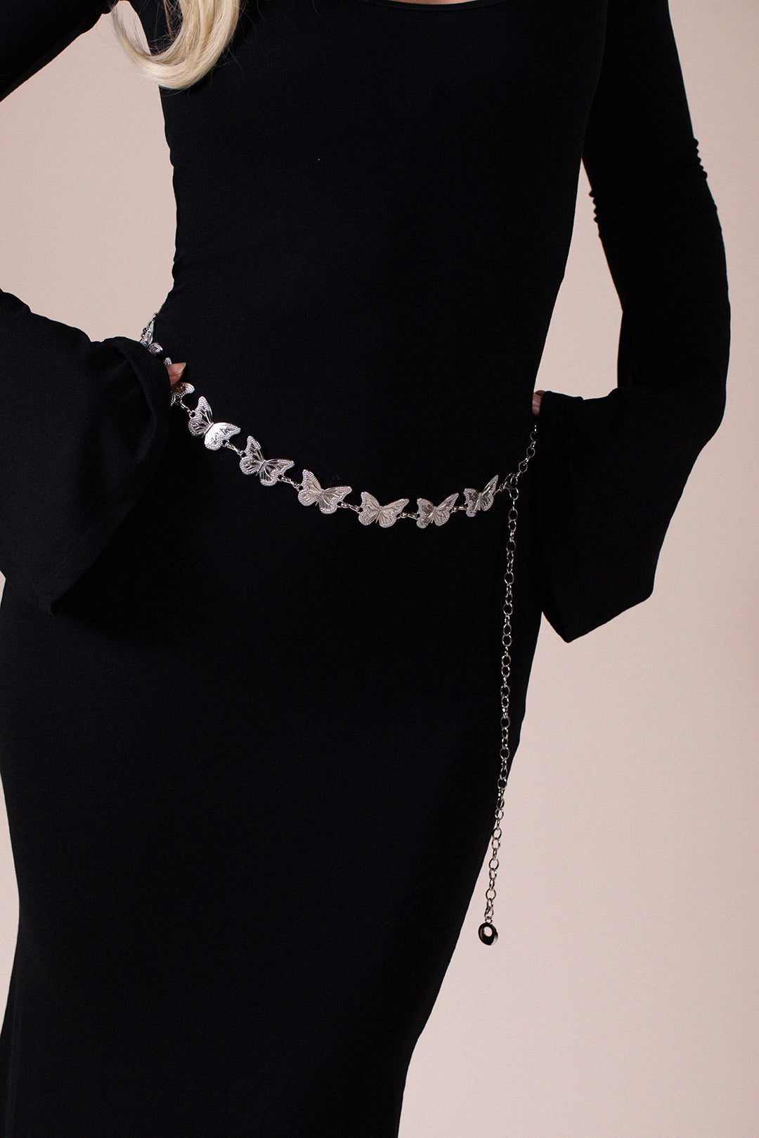 Butterfly Chain Belt In Silver BT410321