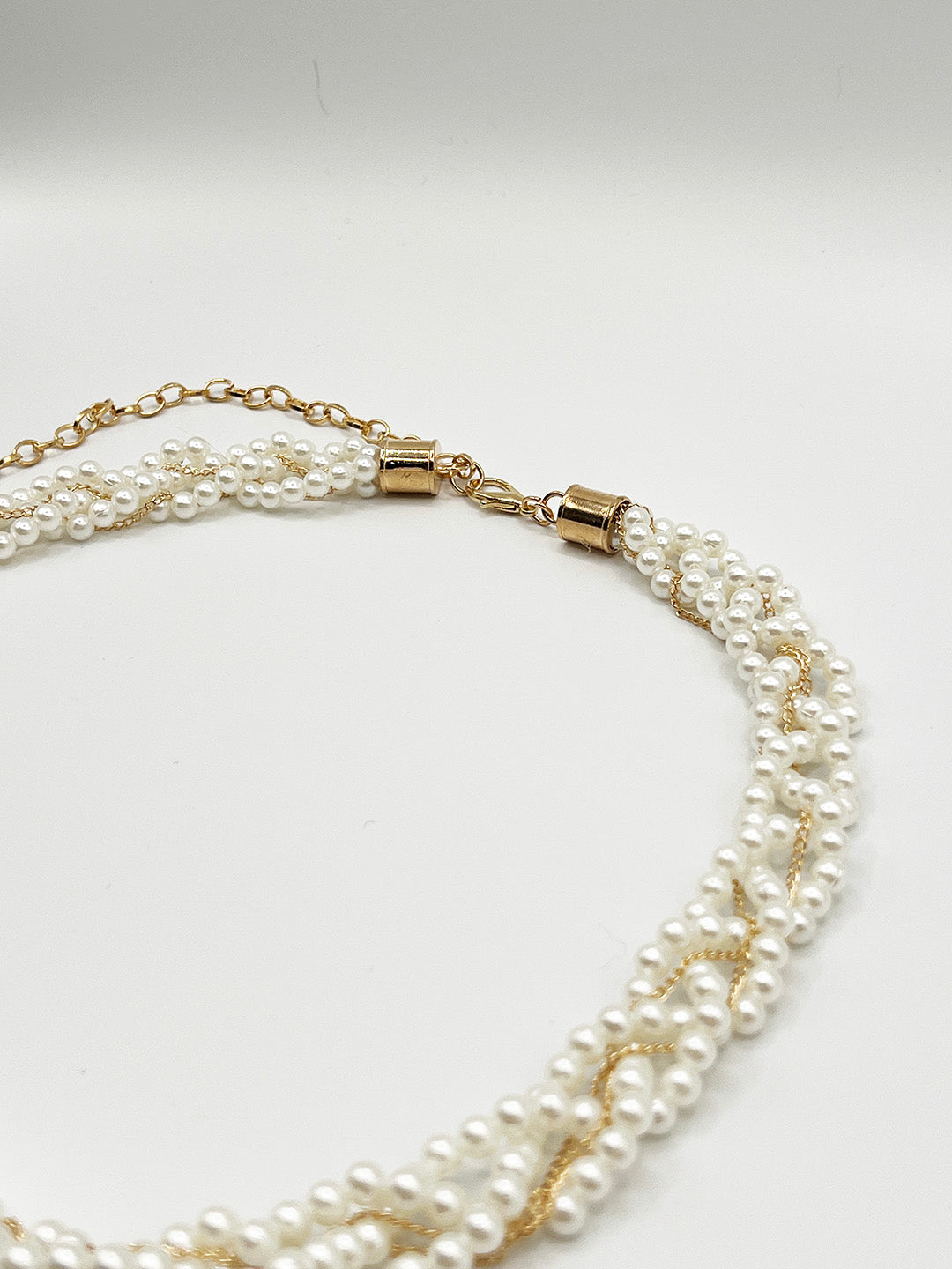 Braided Pearl Chain Belt In Gold BT410524