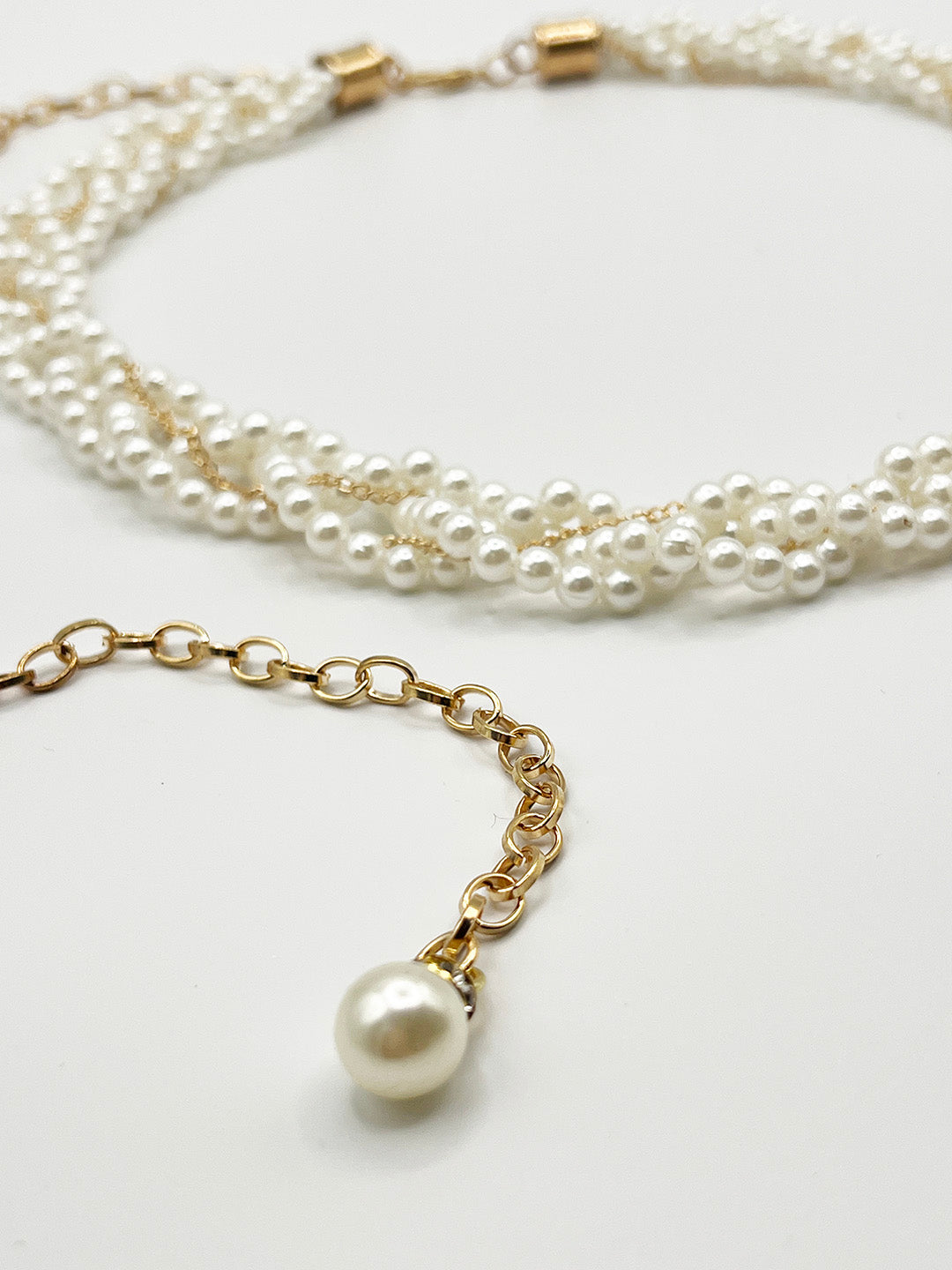 Braided Pearl Chain Belt In Gold BT410524