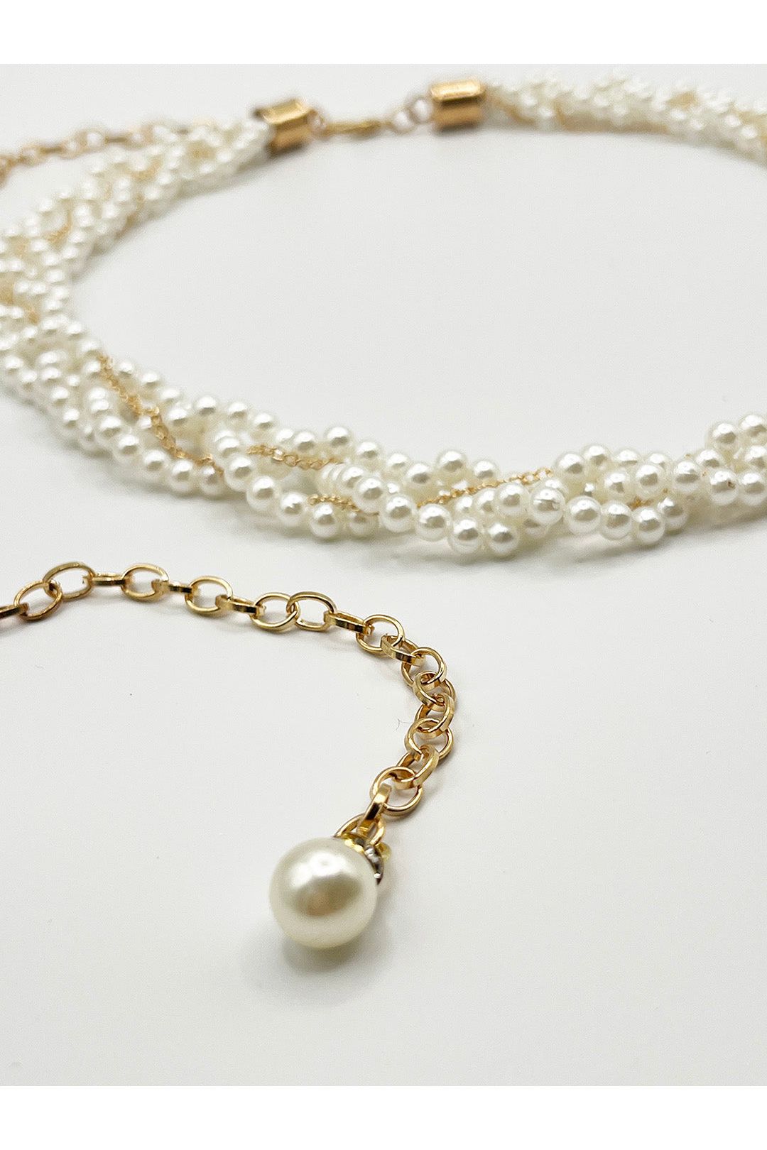 Braided Pearl Chain Belt In Gold BT410524