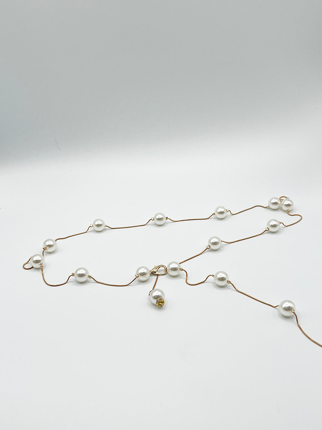 Minimal Pearl Chain Belt In Gold BT410624