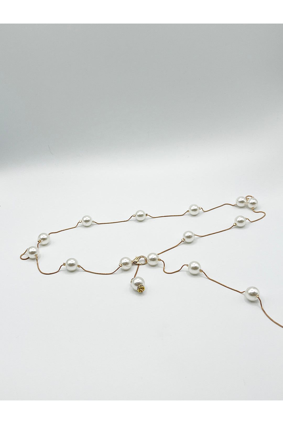 Minimal Pearl Chain Belt In Gold BT410624