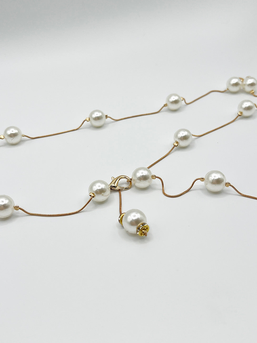 Minimal Pearl Chain Belt In Gold BT410624