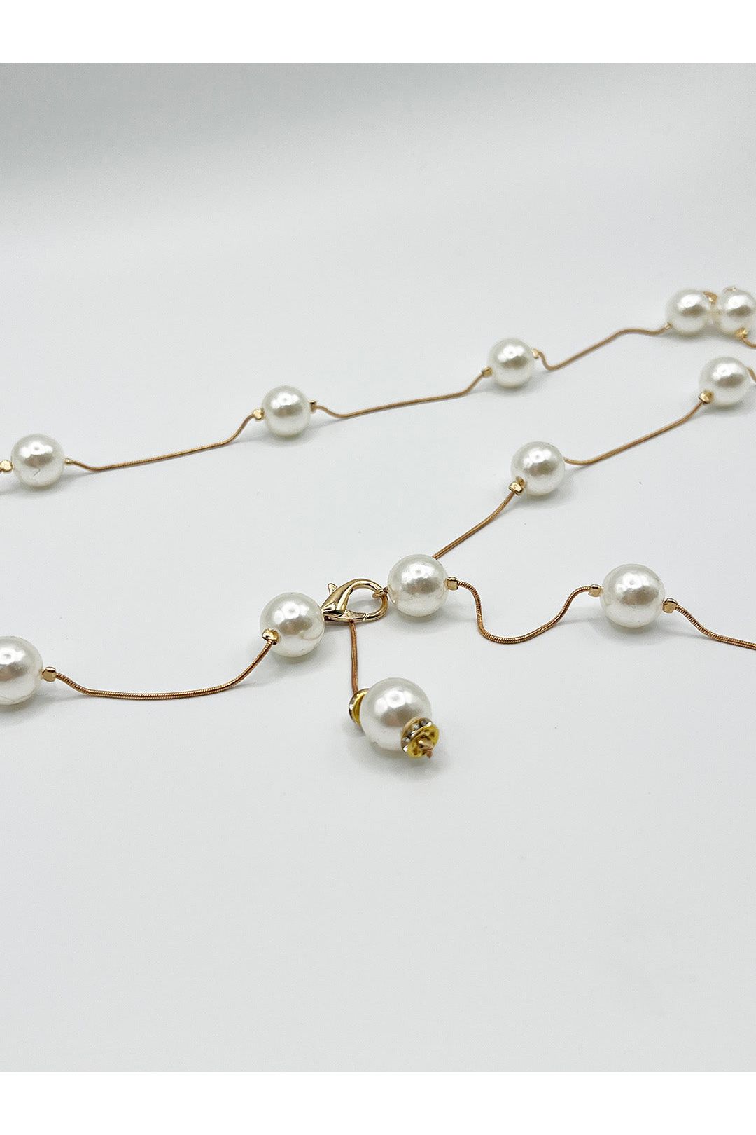 Minimal Pearl Chain Belt In Gold BT410624