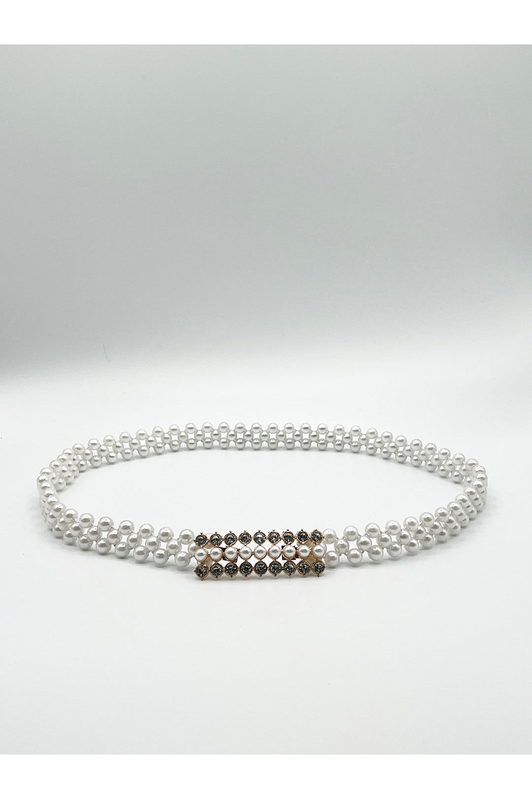 Strenchy Pearl Chain Belt With Diamante Buckle BT410807