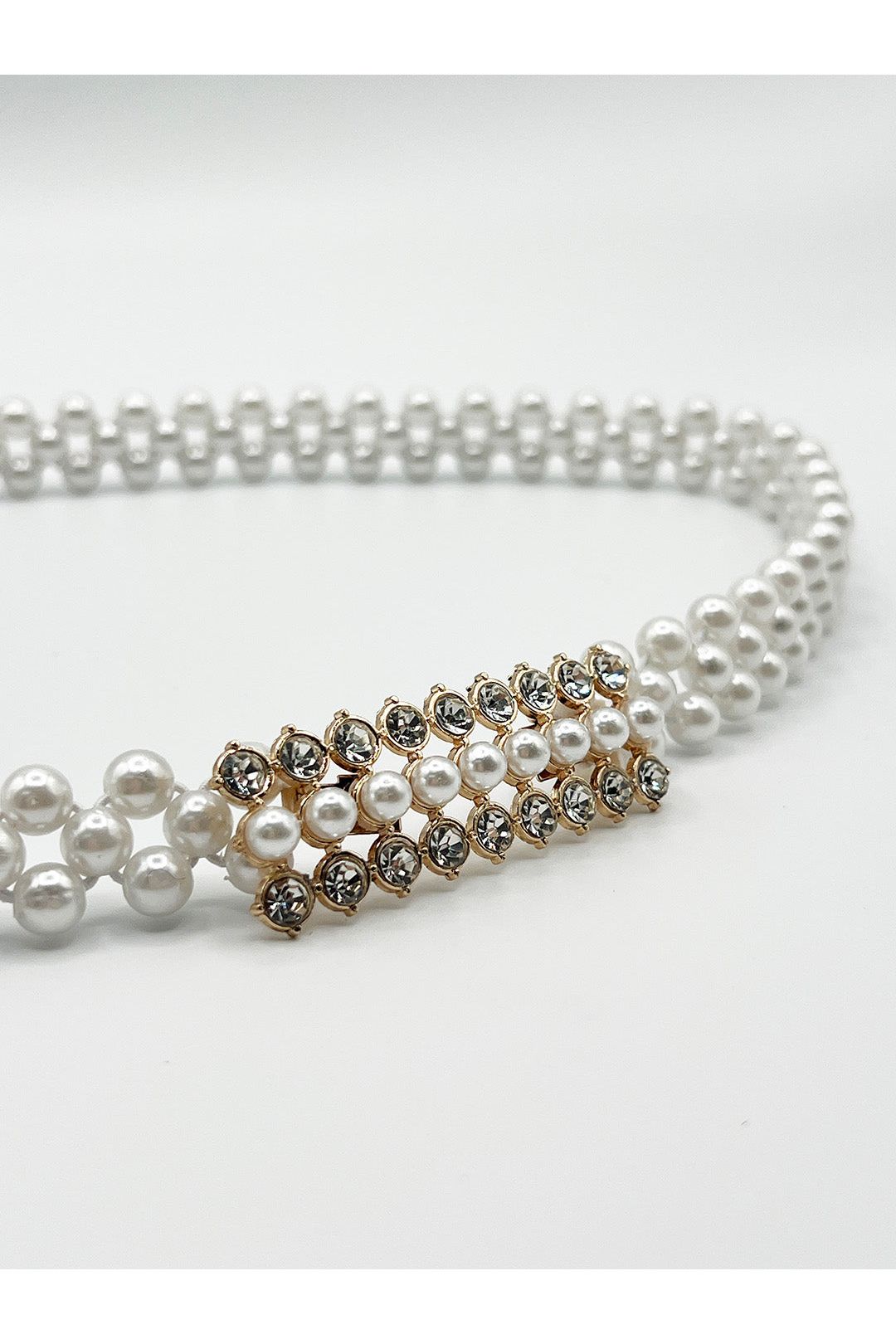 Strenchy Pearl Chain Belt With Diamante Buckle BT410807