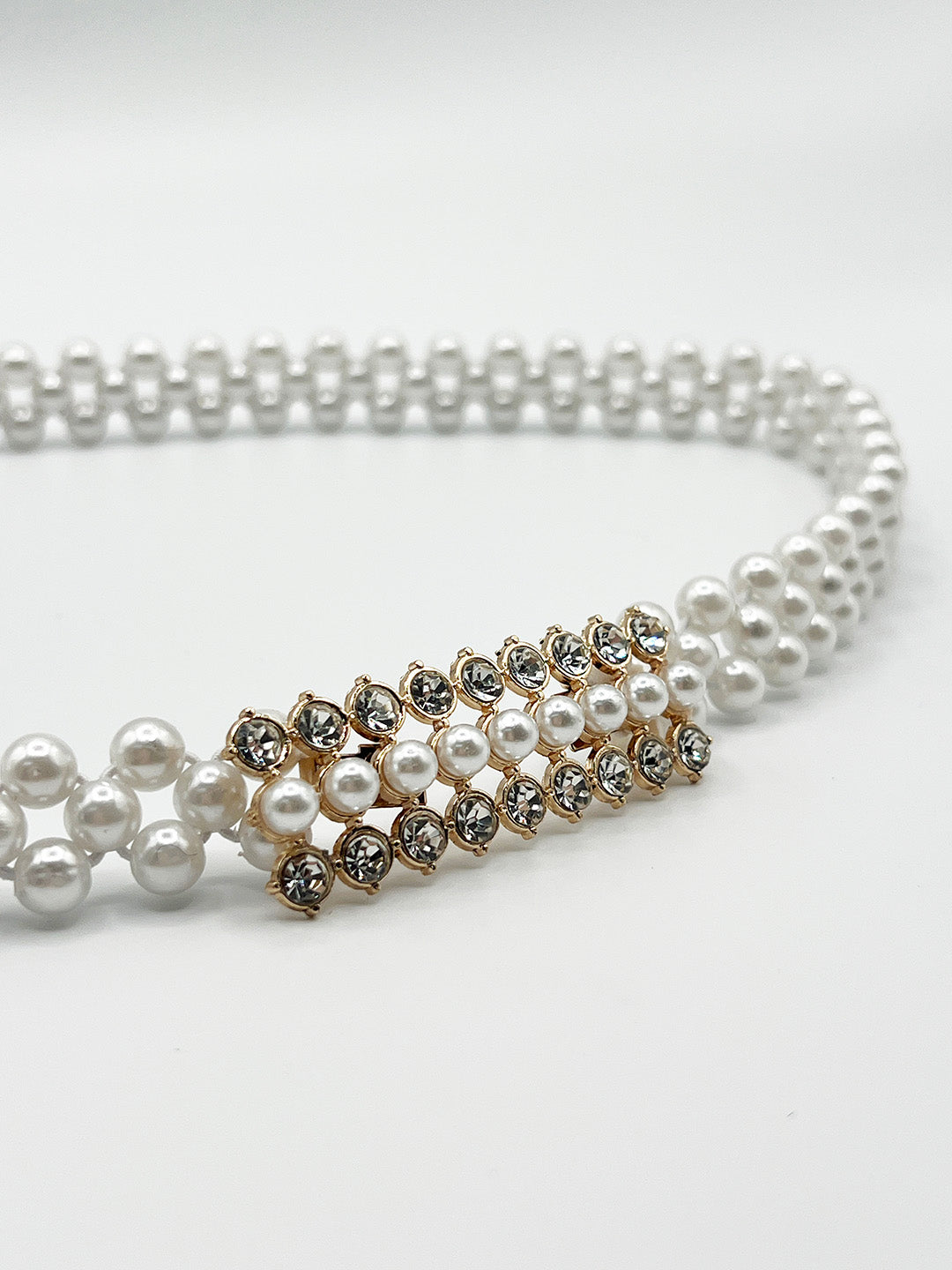 Strenchy Pearl Chain Belt With Diamante Buckle BT410807