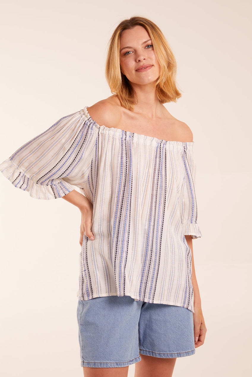 Metallic Strip Bardot Top BV245418002