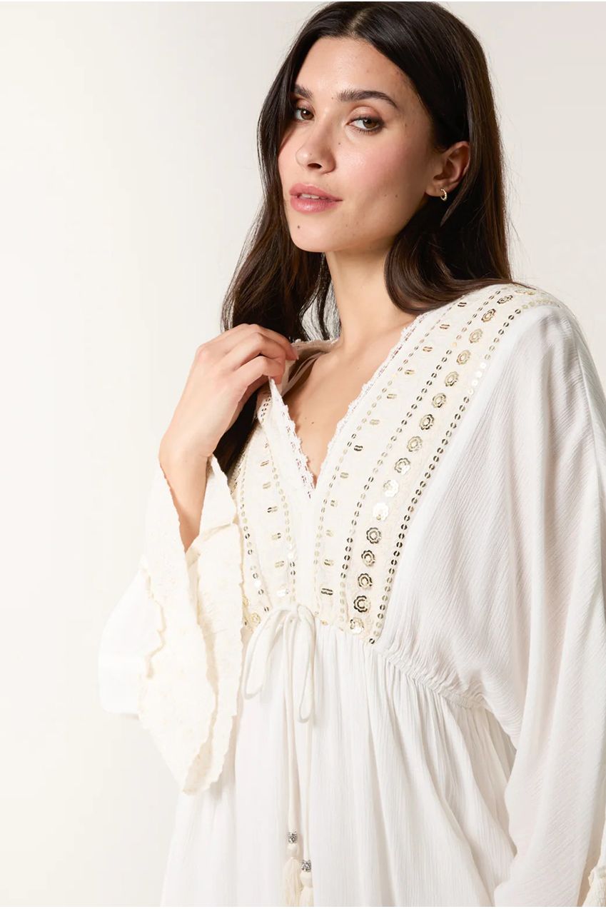Embellished Kimono Sleeve Mini Dress BV257862014A