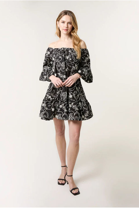 Embroidered Smock Dress by Blue Vanilla