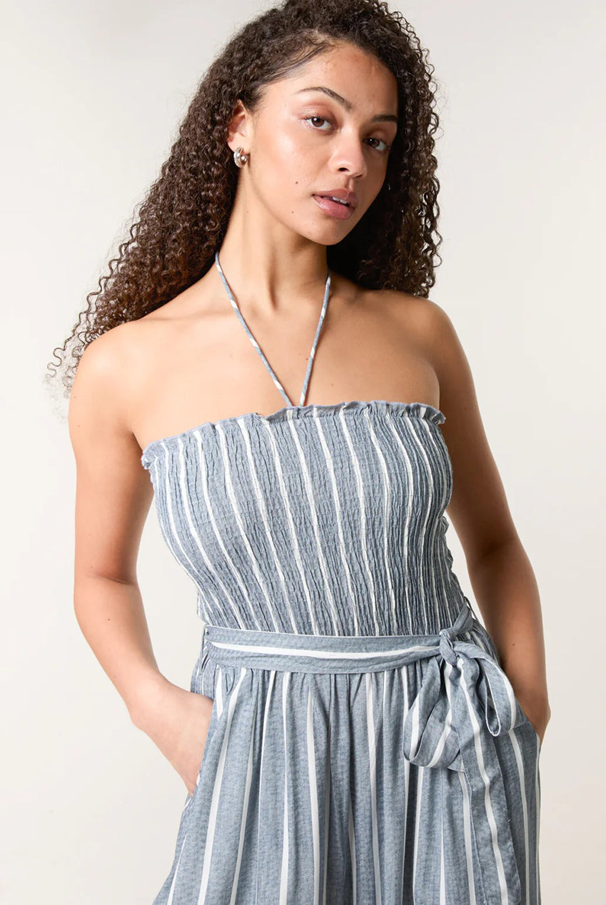 Shirred Tie Neck Jumpsuit BV257909018A