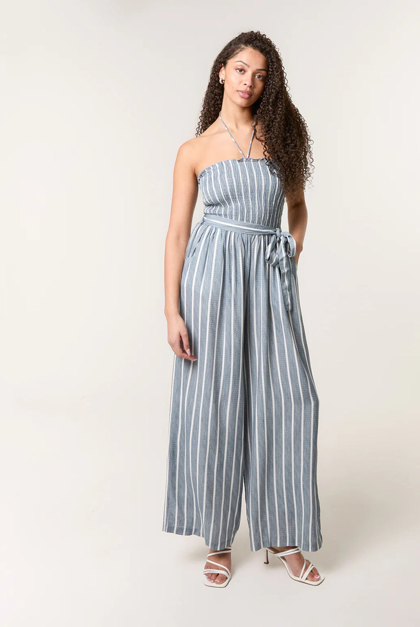 Shirred Tie Neck Jumpsuit BV257909018A