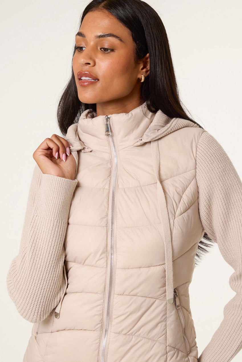 Knitted Sleeve Puffer Jacket BV258118001