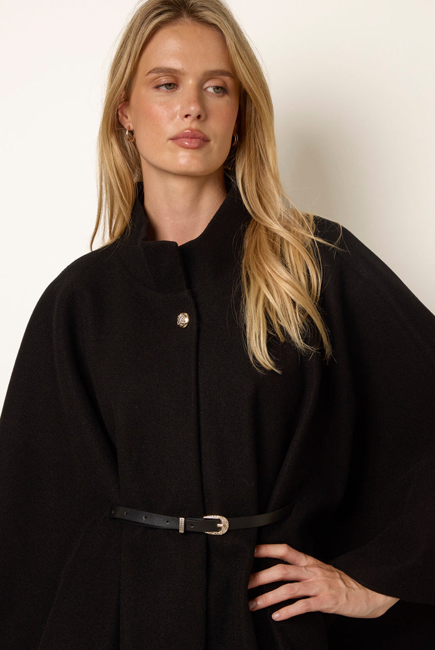 Funnel Neck Tie Front Cape BV261100003
