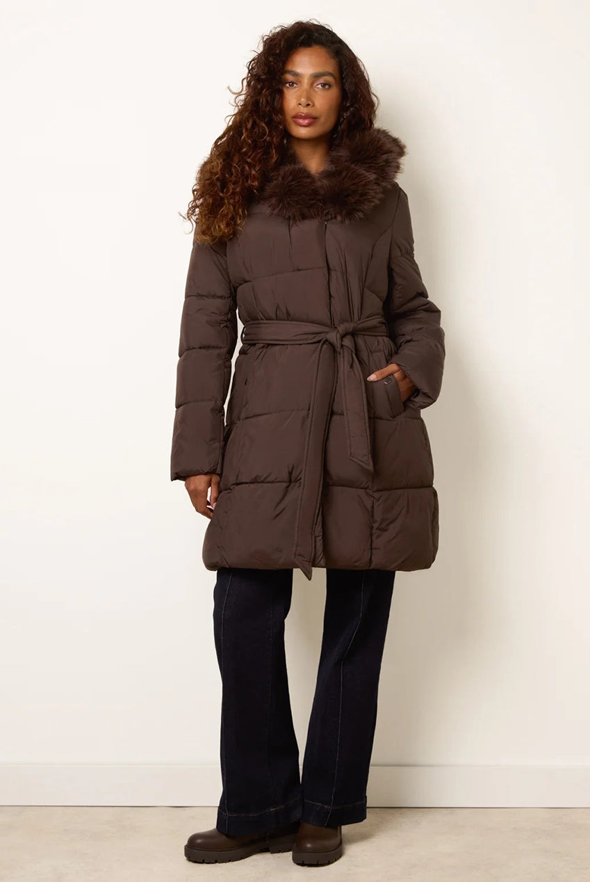 Pelted Faux Fur Short Puffer BV261116030