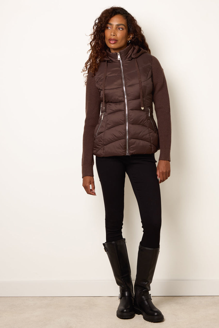 Knitted Sleeve Puffer Jacket BV261119030