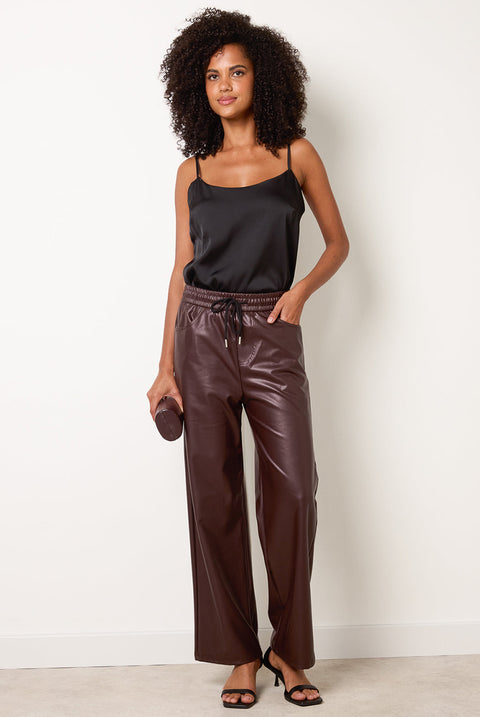 PU Wide Leg Trousers by Blue Vanilla