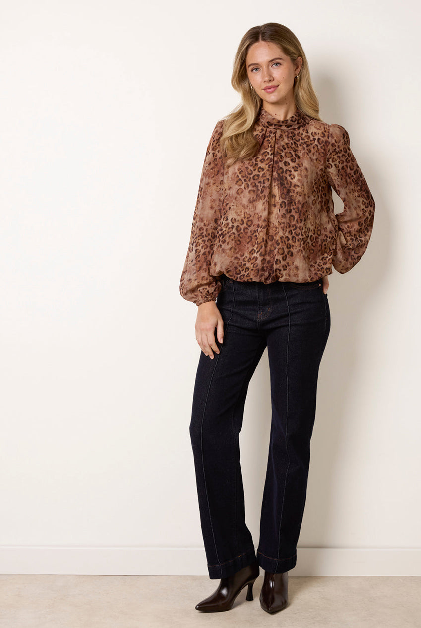 Cowl Neck Puff Ball Blouse BV261417058