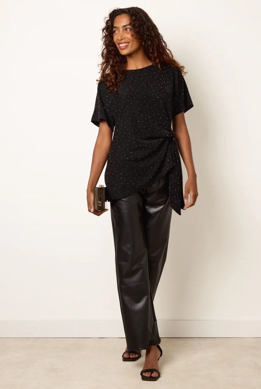 Side Tie Rhinestone Jacquard Top BV261420003