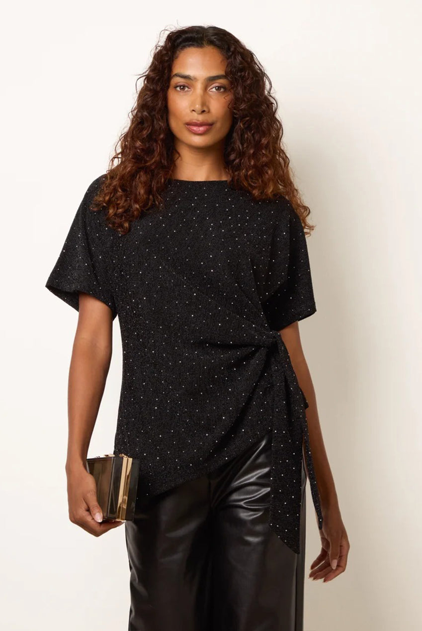 Side Tie Rhinestone Jacquard Top BV261420003