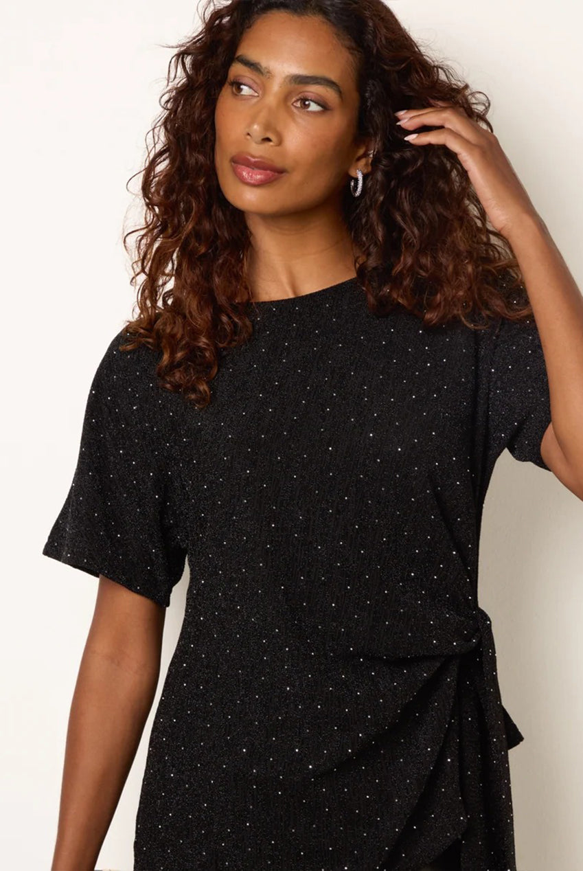 Side Tie Rhinestone Jacquard Top BV261420003