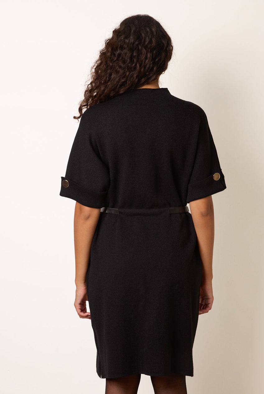 Funnel Neck Belted Knit Dress BV261533003