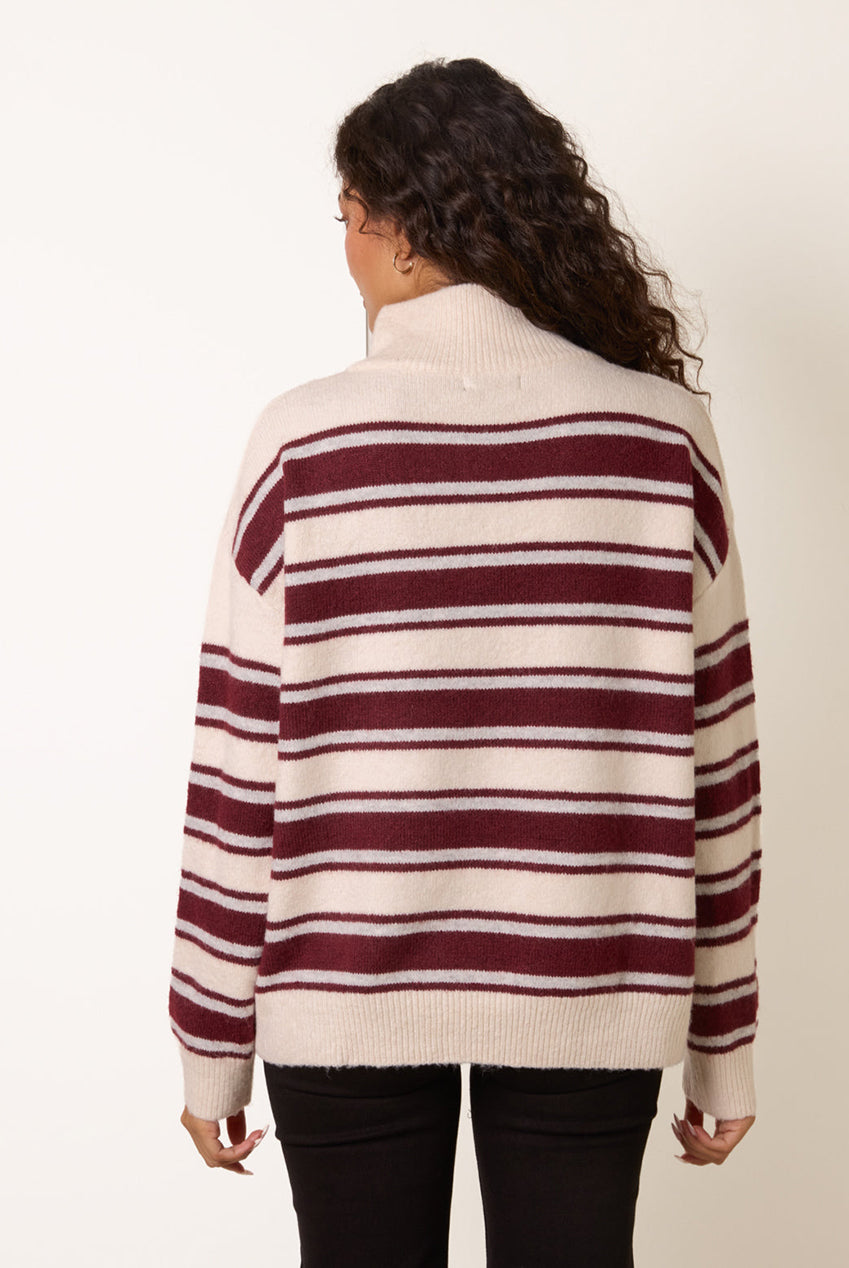 Stripe Knit Zip Top Jumper BV261548901