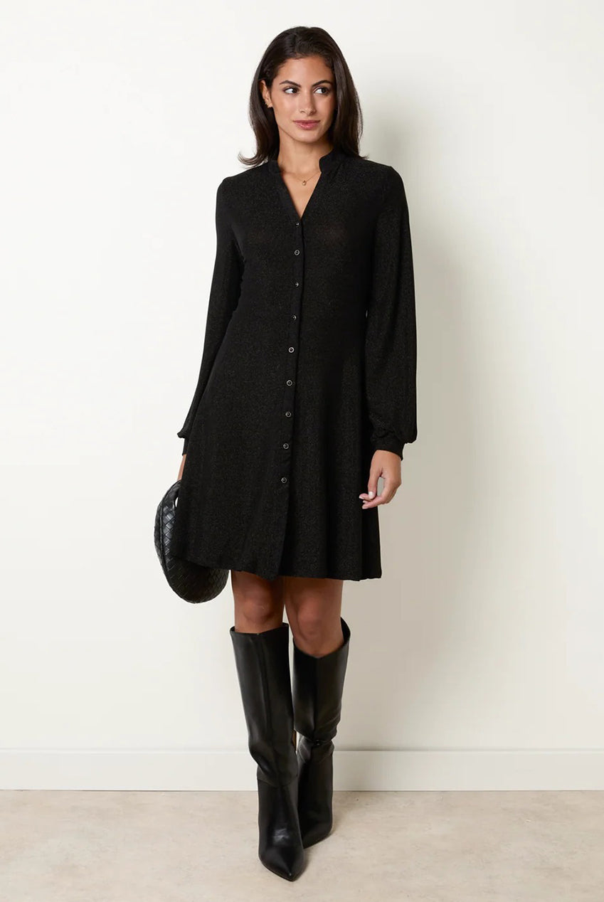 Metallic Button Front Dress With Tie Waist BV261820003