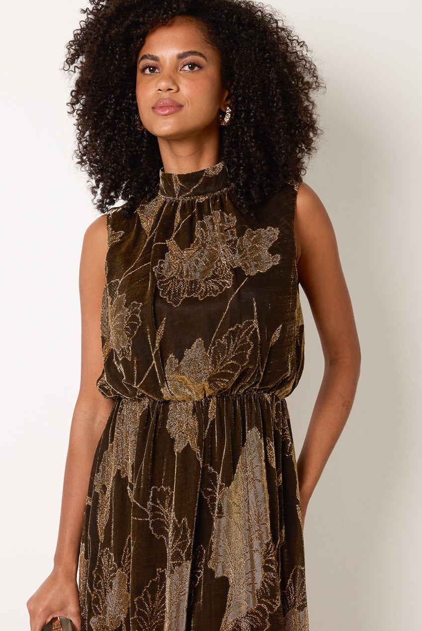High Neck Jacquard Midi Dress BV261822184