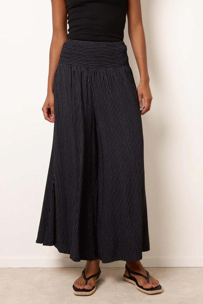 Wide Leg Shirred Waist Wavy Trousers BV269237003