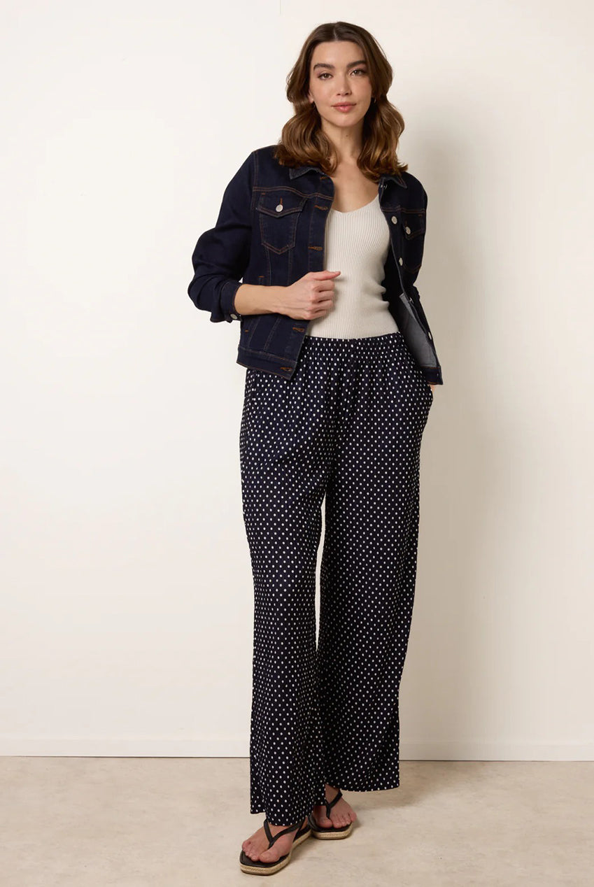 Spot Print Crinkle Wide Leg Trousers BV269241008