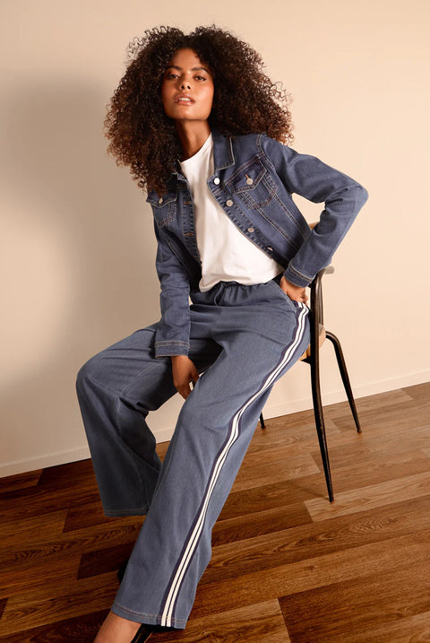 Stripe Trousers With Elasticated Waist by Blue Vanilla