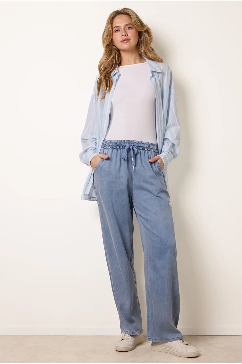 Elasticated Waist Wide Leg Jeans BV269258018