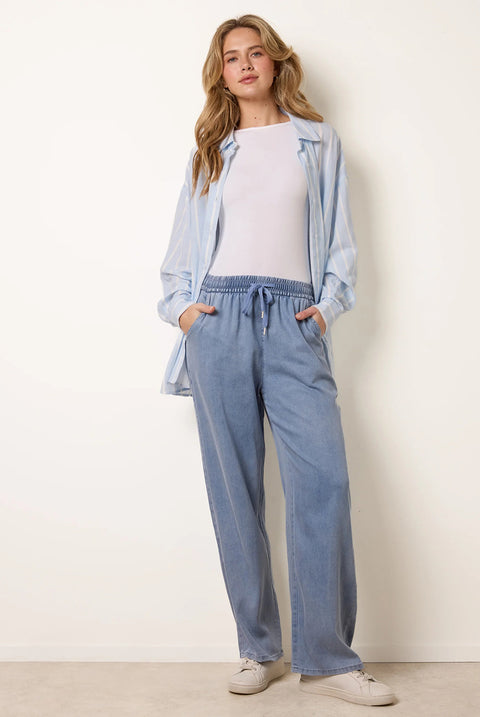 Elasticated Waist Wide Leg Jeans by Blue Vanilla