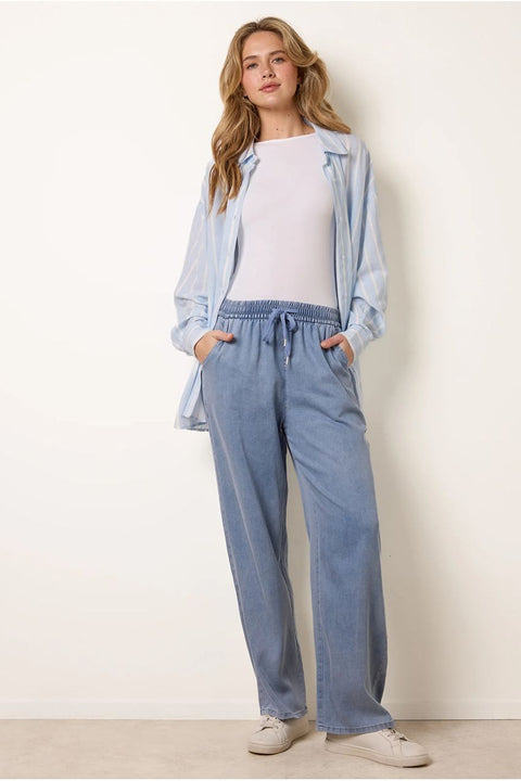 Elasticated Waist Wide Leg Jeans by Blue Vanilla